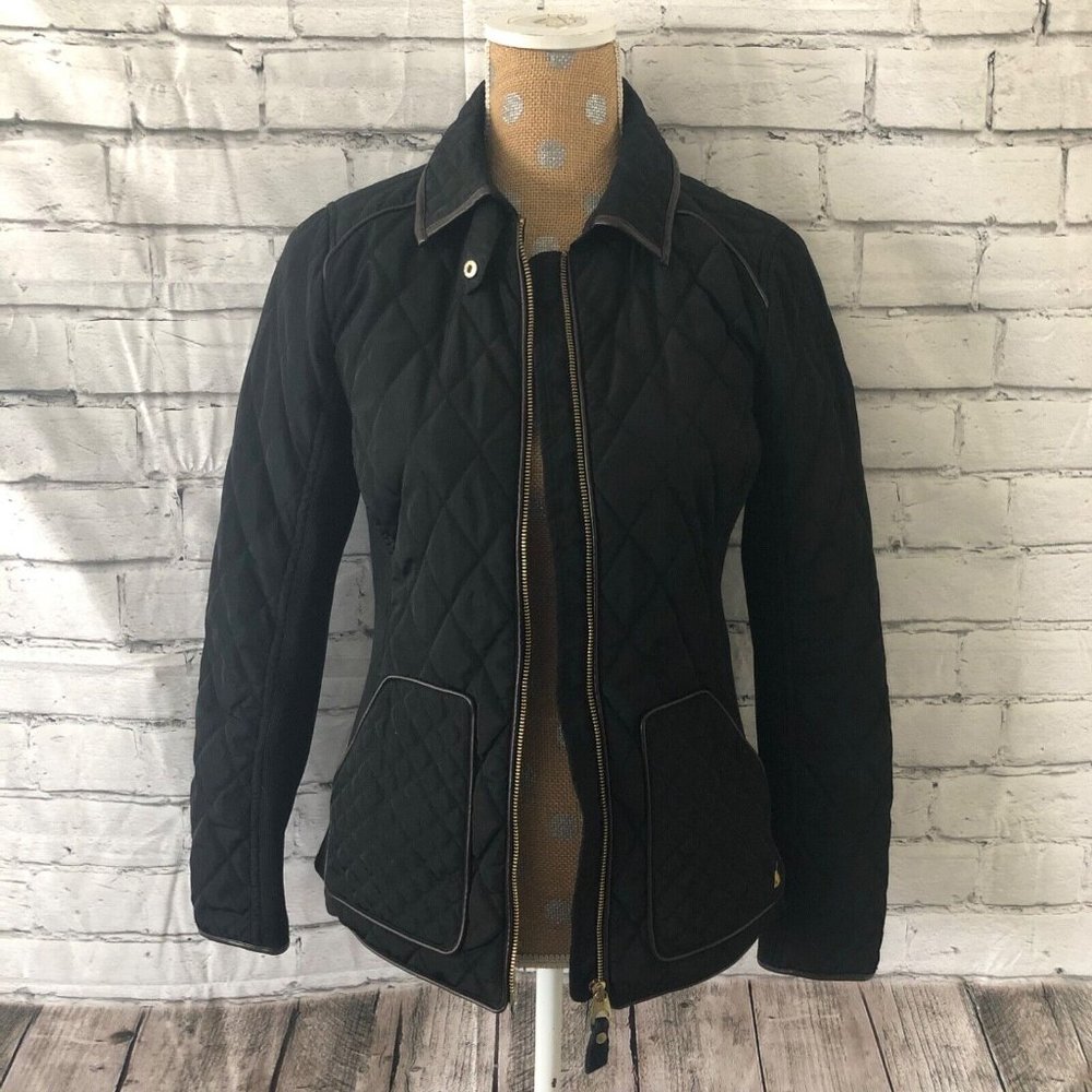 Joules Marchesa Quilted Equestrian Jacket Black Women's Size EU Small S US 6
